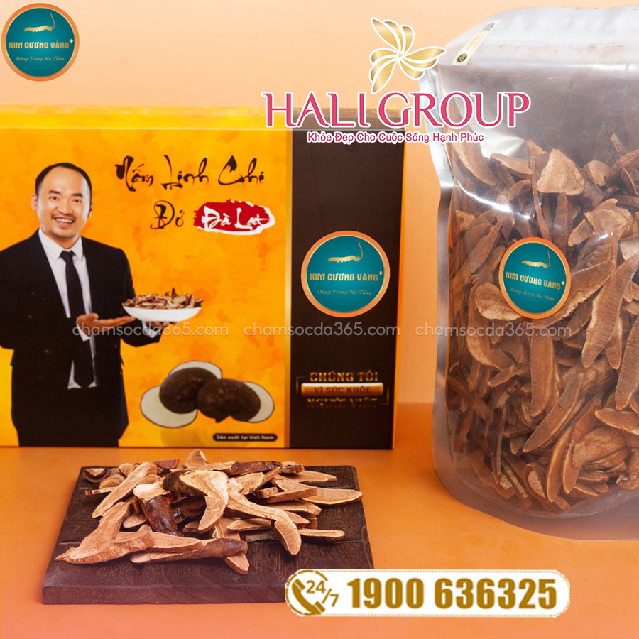 Nấm Linh Chi Thái Lát Kim Cương Vàng