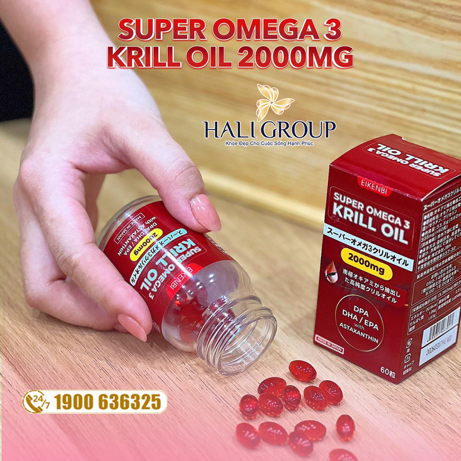 viên uống dầu nhuyễn thể super omega 3 krill oil eikenbi nhật bản