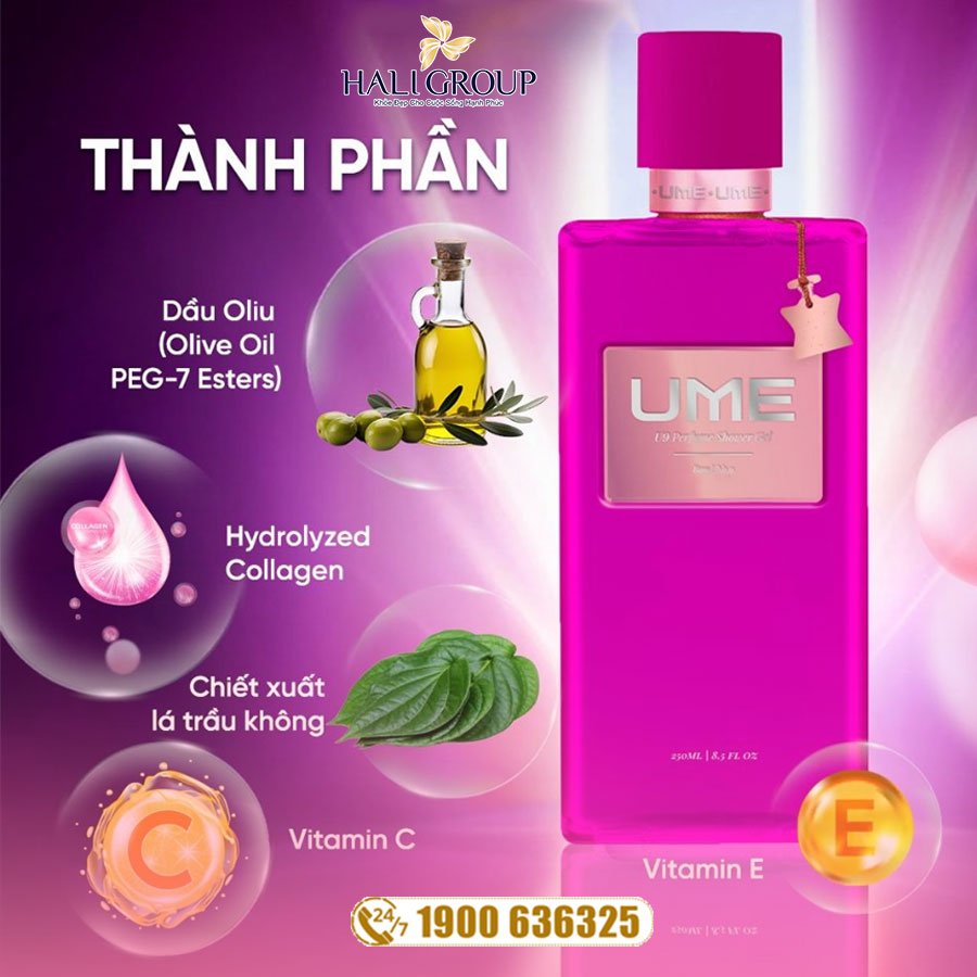 thành phần sữa tắm nước hoa U9 UME Ngọc Trinh
