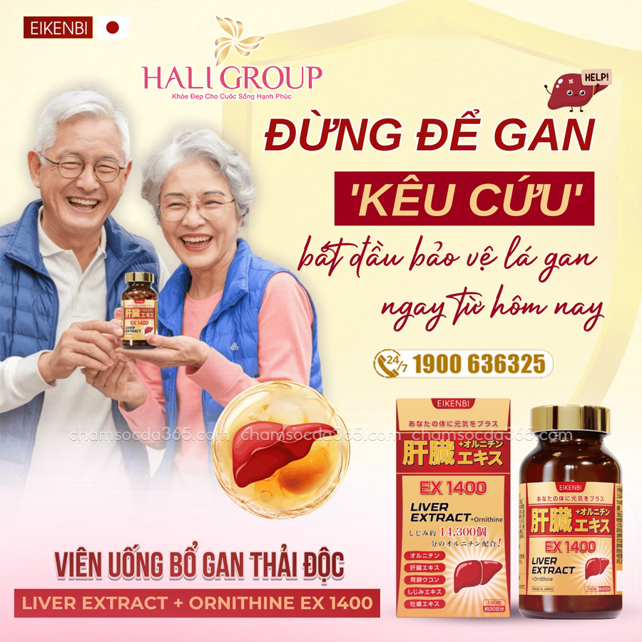 Viên Uống Bổ Gan Thải Độc Eikenbi Liver Extract + Ornithine Ex 1400 Nhật Bản