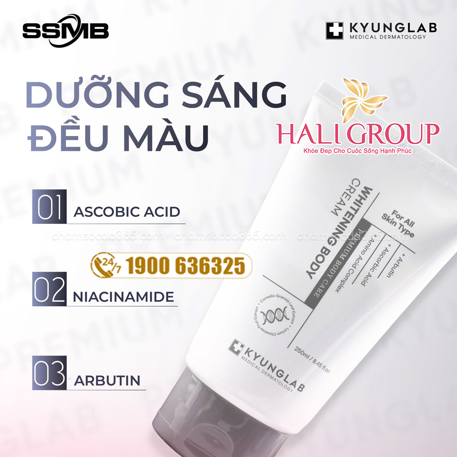 thành phần Kem Dưỡng Nâng Tone Body KyungLab Whitening Body Cream