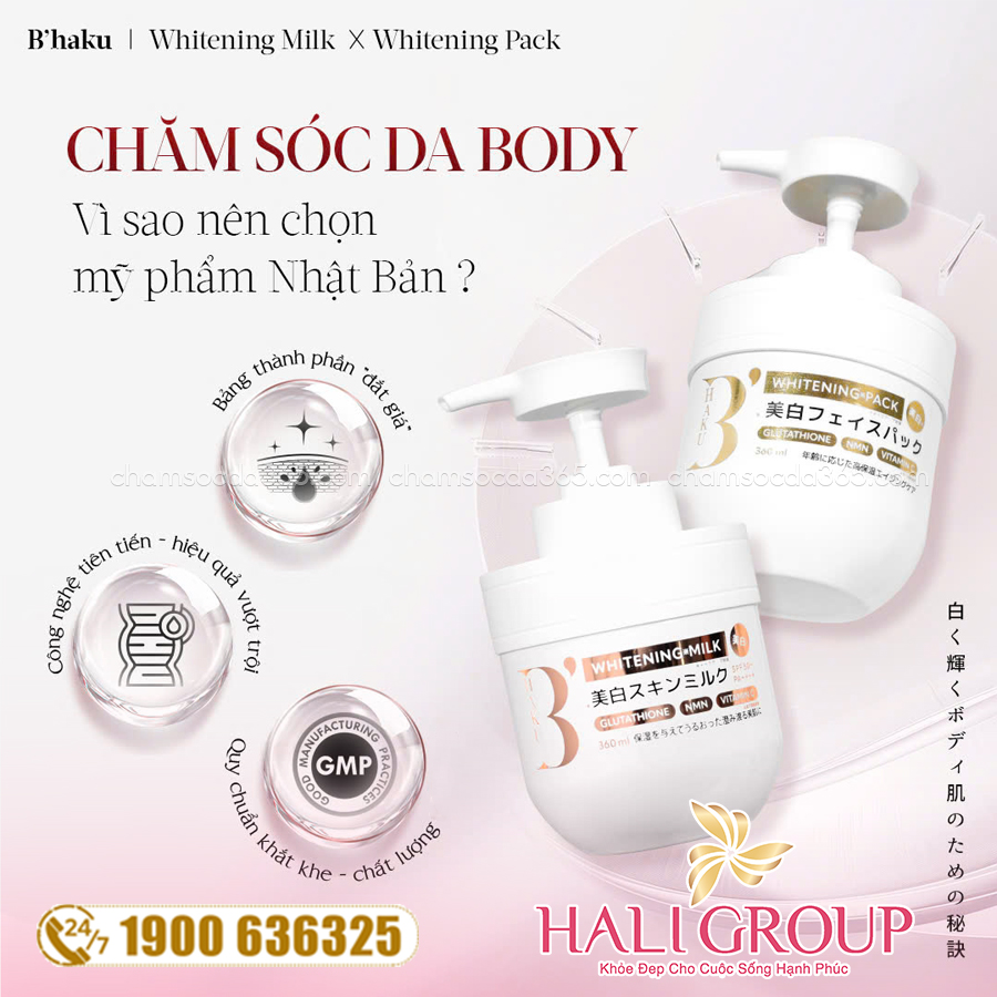 combo Sữa Dưỡng Thể Và Ủ Sáng B’Haku Whitening Milk & Whitening Pack