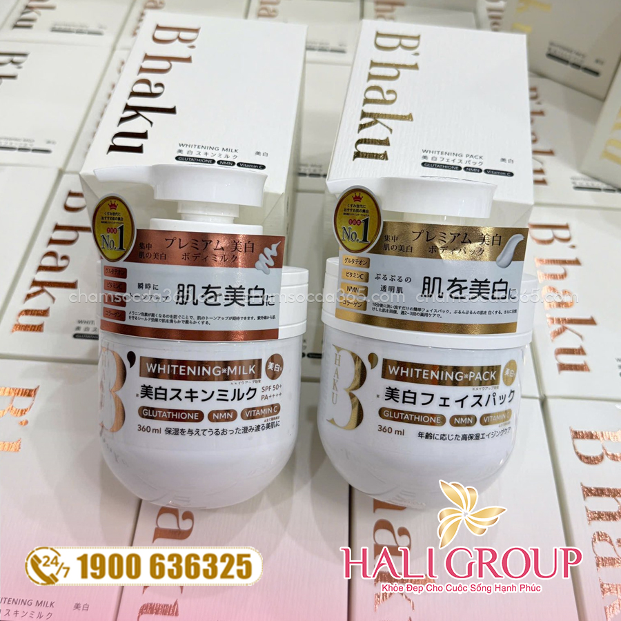 Bộ Combo Sữa Dưỡng Thể Và Ủ Sáng B’Haku Whitening Milk & Whitening Pack