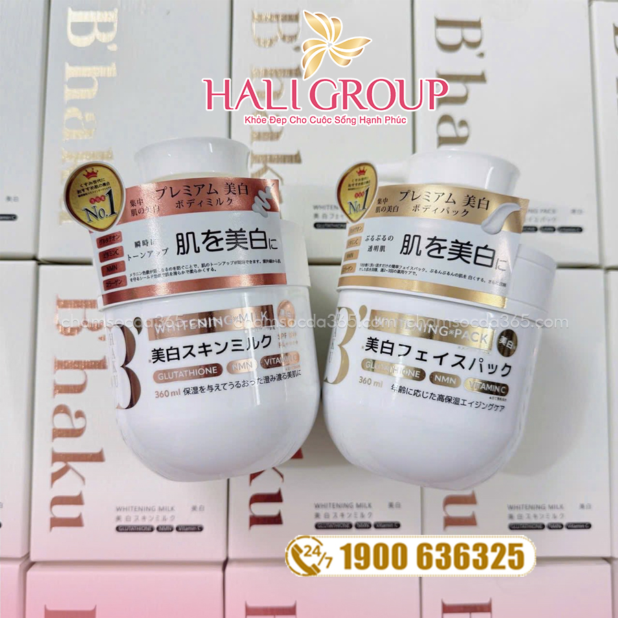 Bộ Sữa Dưỡng Thể Và Ủ Sáng B’Haku Whitening Milk & Whitening Pack Nhật Bản