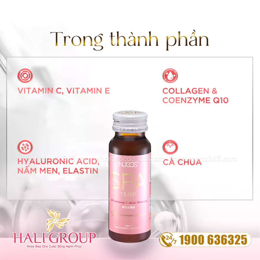 thành phần Nước Uống Collagen Nucos SPA 13.500 Nhật Bản