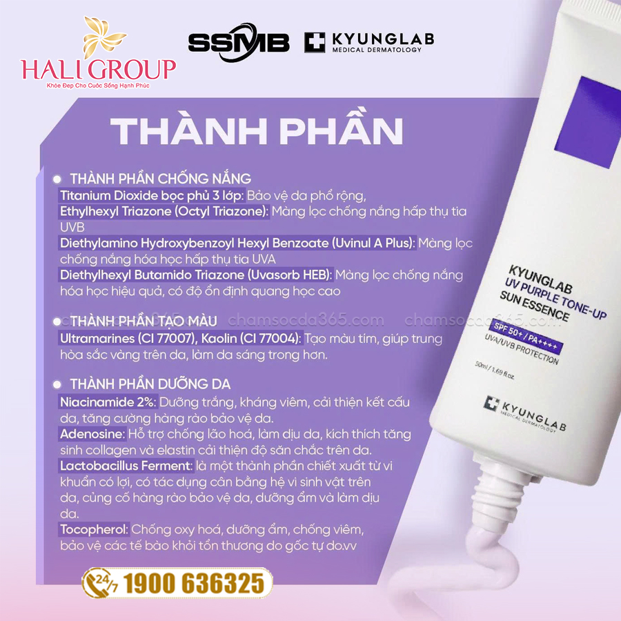thành phần Kem Chống Nắng Nâng Tone KyungLab UV Purple Tone-Up Sun Essence