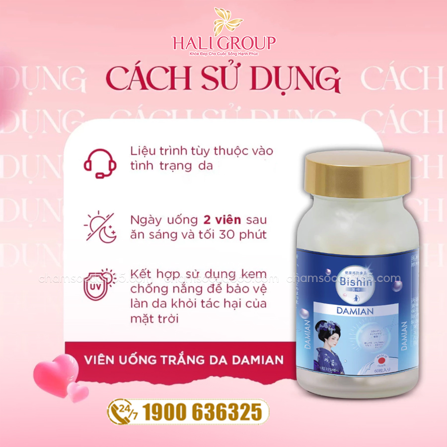cách dùng Viên Uống Bishin Collagen Damian Nhật Bản