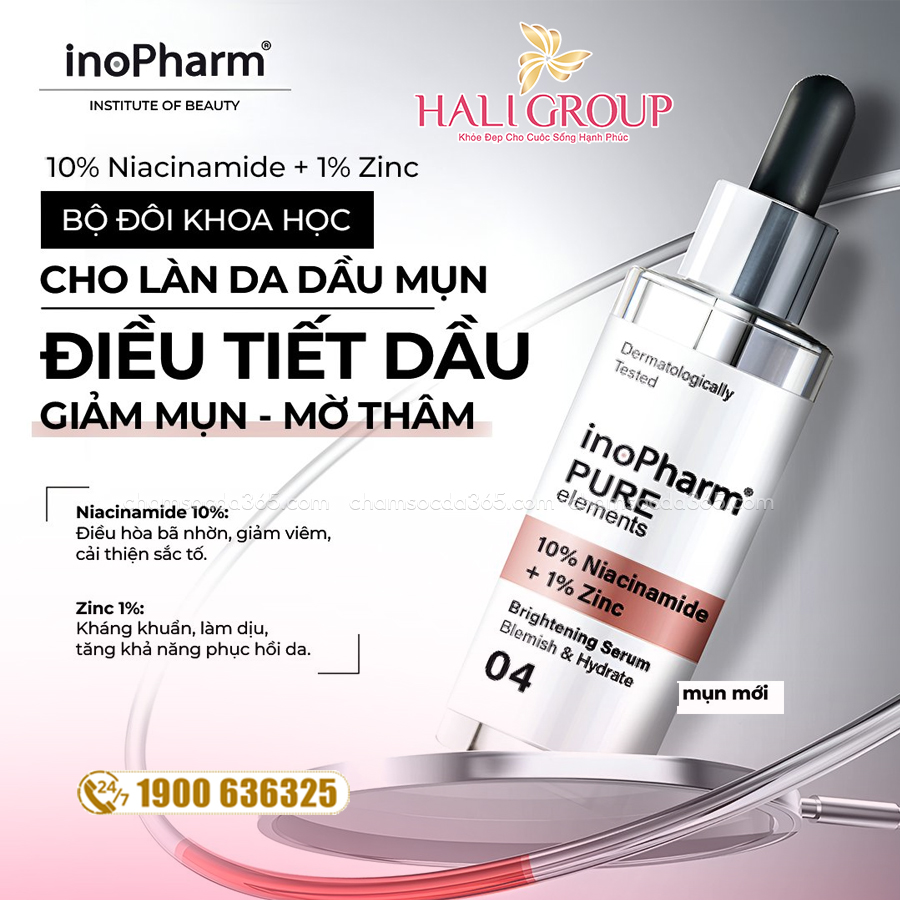  Tinh Chất Dưỡng Ẩm, Giảm Mụn & Sáng Da Inopharm 10% Niacinamide + 1% Zinc