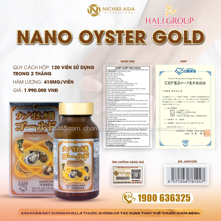cách dùng Viên Uống Hỗ Trợ Sức Khỏe Sinh Lý Nam Nichiei Bussan Nano Oyster Gold Nhật Bản