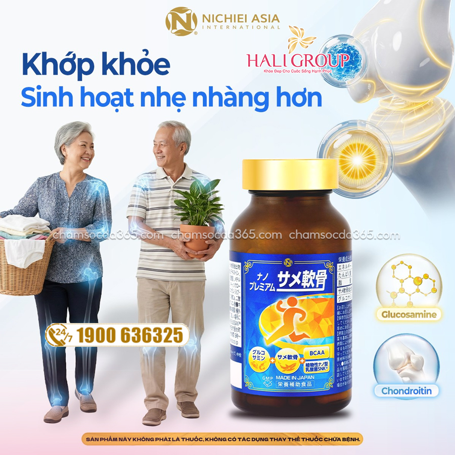 công dụng Viên Uống Hỗ Trợ Sức Khỏe Xương Khớp Nichiei Bussan Nano Premium Shark Cartilage Nhật Bản