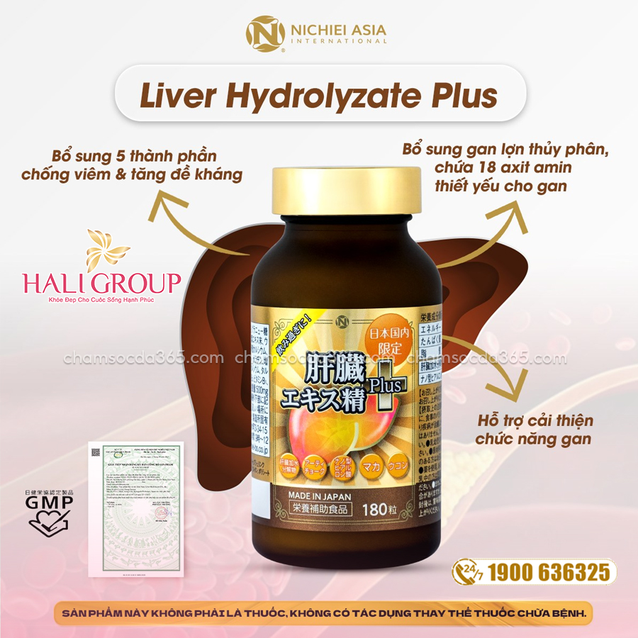 Viên Uống Hỗ Trợ Thải Độc Gan Nichiei Bussan Liver Hydrolyzate Plus Nhật Bản