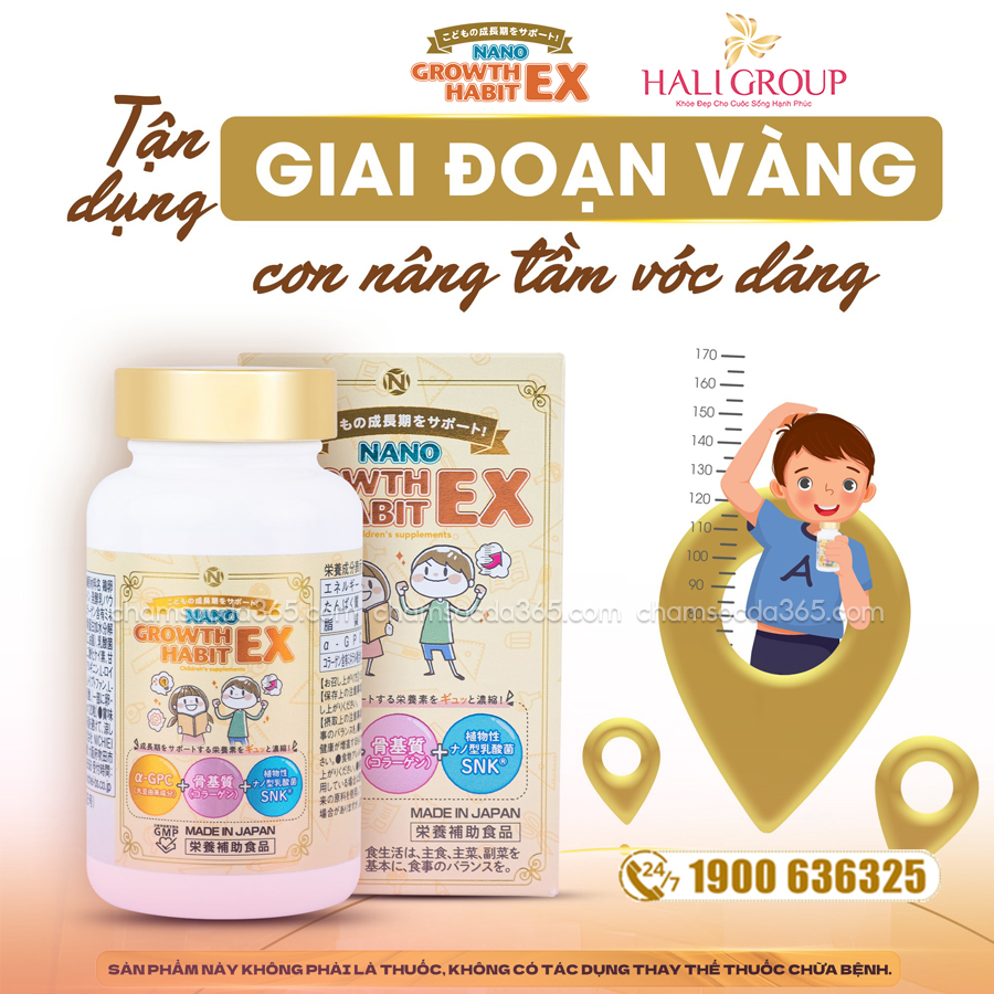 Viên Hỗ Trợ Tăng Chiều Cao Nichiei Bussan Nano Growth Habit Ex Nhật Bản