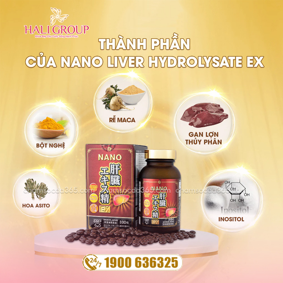 thành phần Viên Uống Bổ Gan Nichiei Bussan Nano Liver Hydrolyzate Ex Nhật Bản