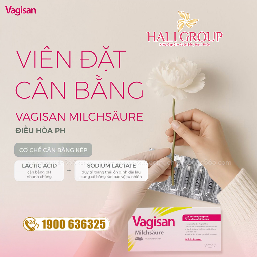 thành phần Viên Đặt Cân Bằng pH Vùng Kín Vagisan Milchsäure Đức