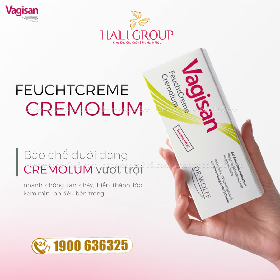 thành phần Viên Đặt Dưỡng Ẩm Chuyên Sâu Giảm Khô Hạn Vùng Kín Vagisan FeuchtCreme Cremolum của Đức